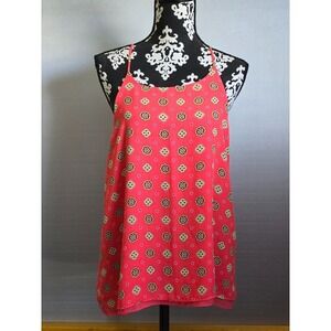 Shinesbar Coral Geometric Print Halter Neck Tank Top Size L